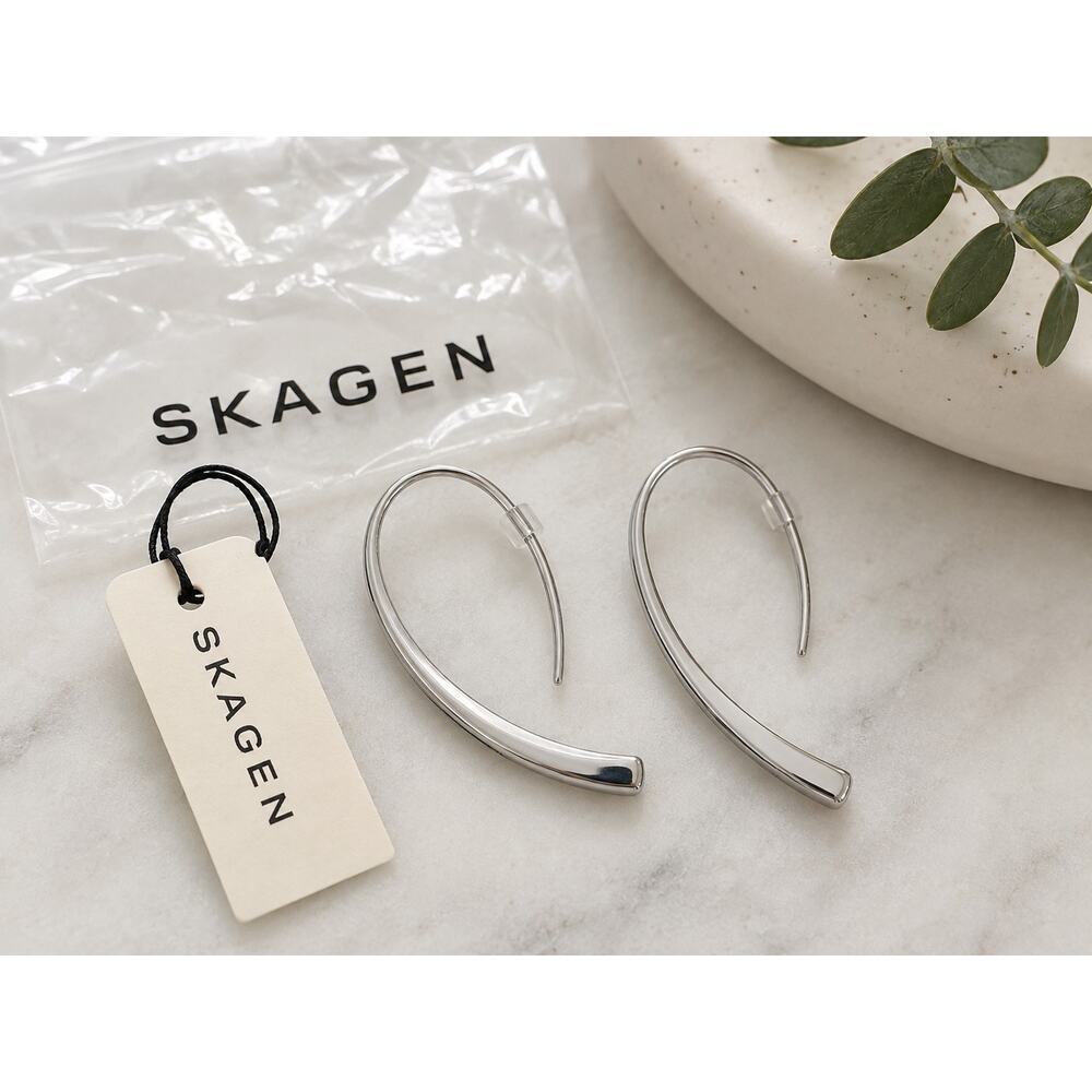 Skagen Kariana SKJ1057040 Silver Tone Threader Earrings Stainless Steel NWT